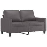 2 Piece Sofa Set with Cushions Grey Faux Leather - Side View