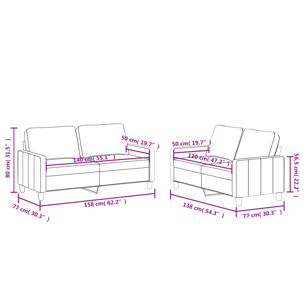 2 Piece Sofa Set with Cushions Grey Faux Leather