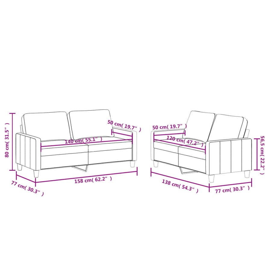 2 Piece Sofa Set with Cushions Grey Faux Leather