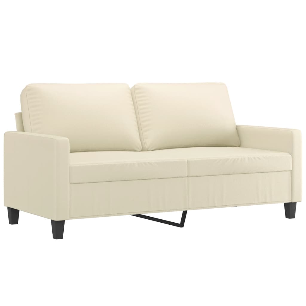 3 Piece Sofa Set with Cushions Cream Faux Leather