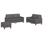 3 Piece Sofa Set with Cushions Grey Faux Leather