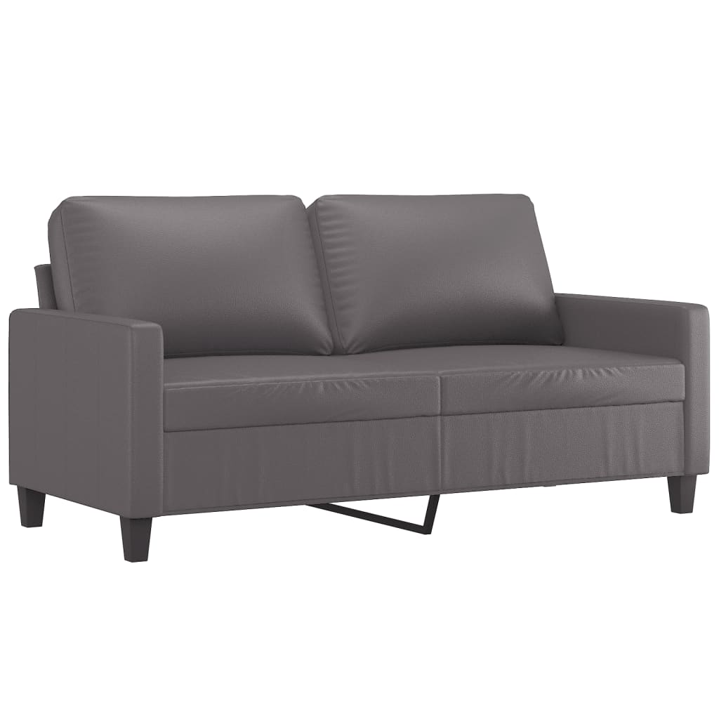 3 Piece Sofa Set with Cushions Grey Faux Leather
