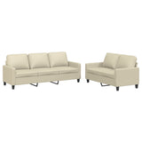 2 Piece Sofa Set with Cushions Cream Faux Leather - Front View