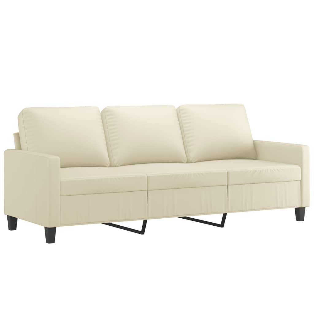 2 Piece Sofa Set with Cushions Cream Faux Leather