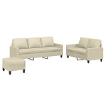 3 Piece Sofa Set with Cushions Cream Faux Leather