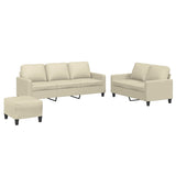 3 Piece Sofa Set with Cushions Cream Faux Leather - Front View