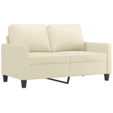 3 Piece Sofa Set with Cushions Cream Faux Leather - Side View