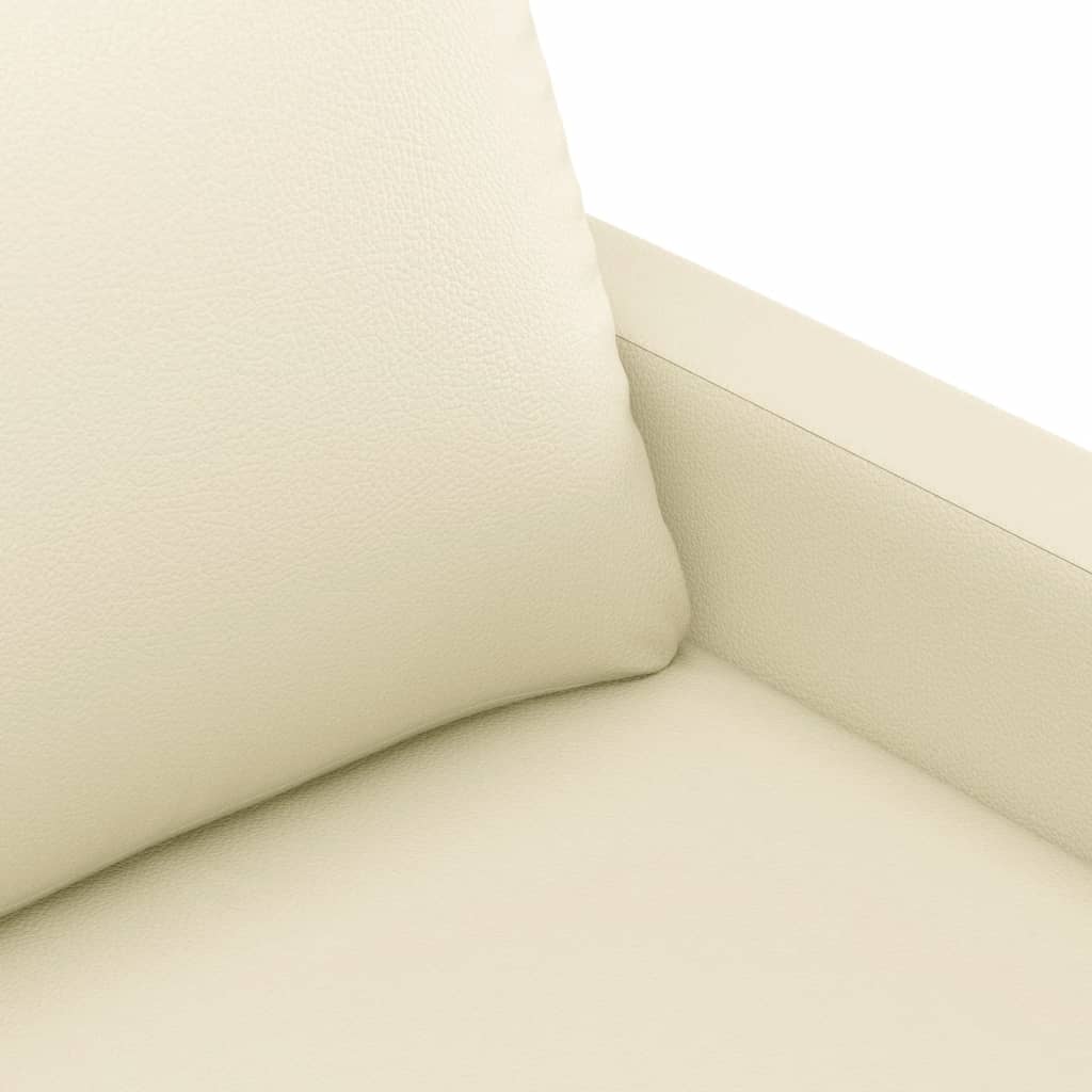 3 Piece Sofa Set with Cushions Cream Faux Leather
