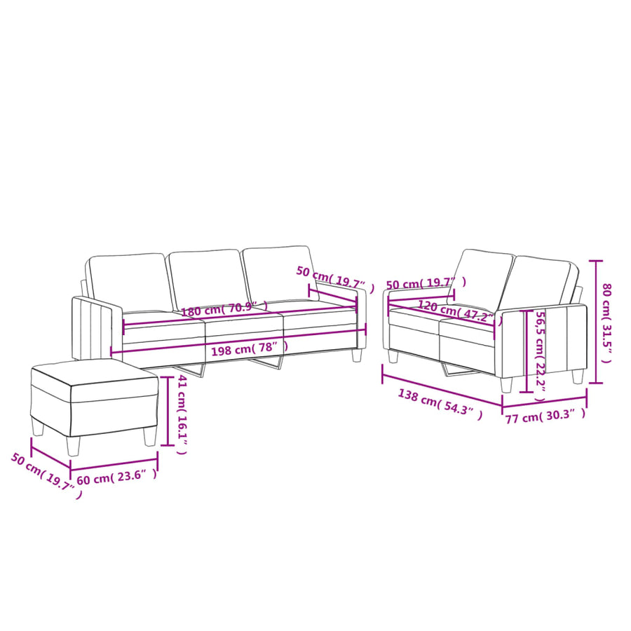 3 Piece Sofa Set with Cushions Cream Faux Leather