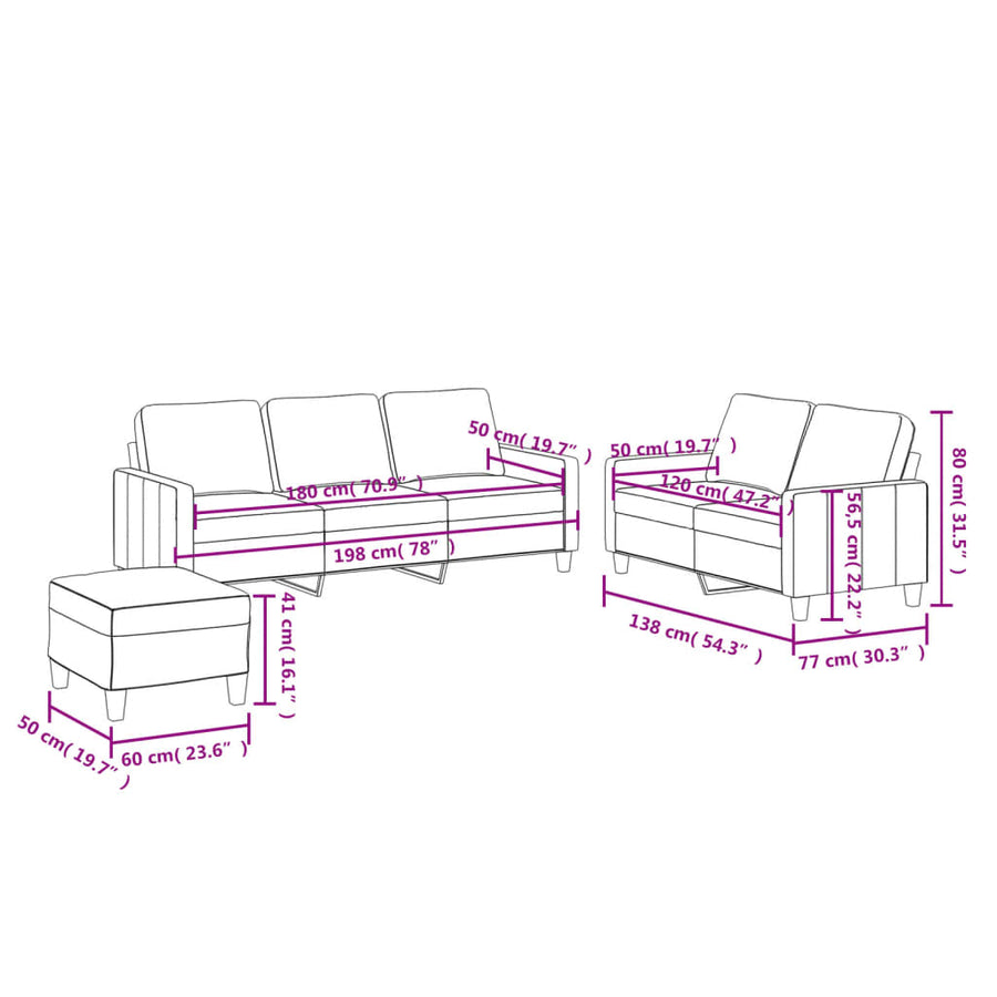 3 Piece Sofa Set with Cushions Grey Faux Leather