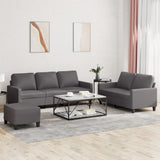 3 Piece Sofa Set with Cushions Grey Faux Leather