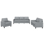 3 Piece Sofa Set with Cushions Light Grey Fabric