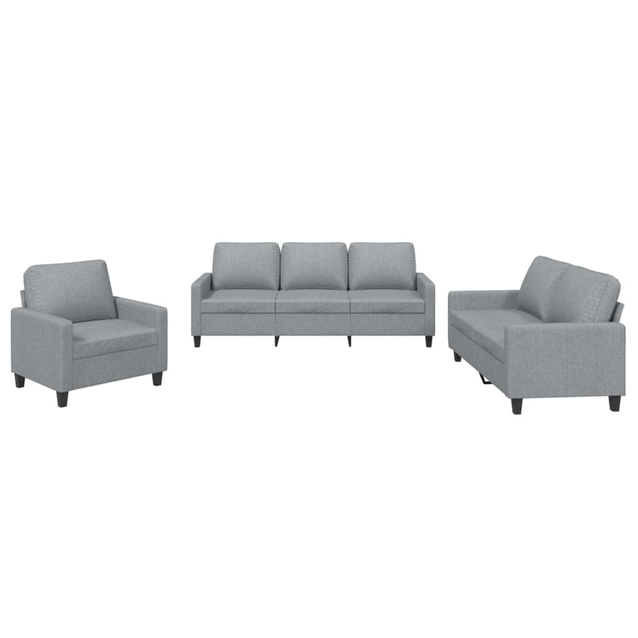 3 Piece Sofa Set with Cushions Light Grey Fabric