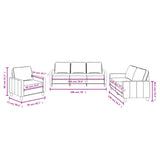 3 Piece Sofa Set with Cushions Light Grey Fabric - Low Angle
