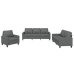 3 Piece Sofa Set with Cushions Dark Grey Fabric