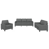 3 Piece Sofa Set with Cushions Dark Grey Fabric - Front View