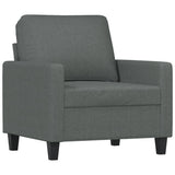 3 Piece Sofa Set with Cushions Dark Grey Fabric