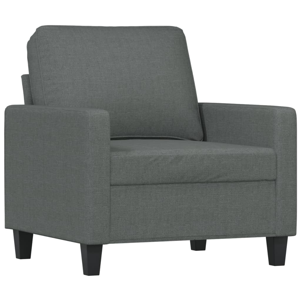 3 Piece Sofa Set with Cushions Dark Grey Fabric