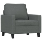 3 Piece Sofa Set with Cushions Dark Grey Fabric