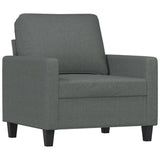 3 Piece Sofa Set with Cushions Dark Grey Fabric - Side View