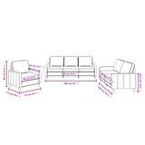 3 Piece Sofa Set with Cushions Dark Grey Fabric - Low Angle