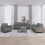 3 Piece Sofa Set with Cushions Dark Grey Fabric