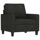 3 Piece Sofa Set with Cushions Black Fabric - Side View