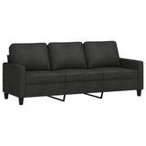3 Piece Sofa Set with Cushions Black Fabric - 45-Degree Angle