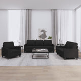 3 Piece Sofa Set with Cushions Black Fabric