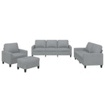 4 Piece Sofa Set with Cushions Light Grey Fabric