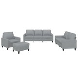 4 Piece Sofa Set with Cushions Light Grey Fabric - Front View