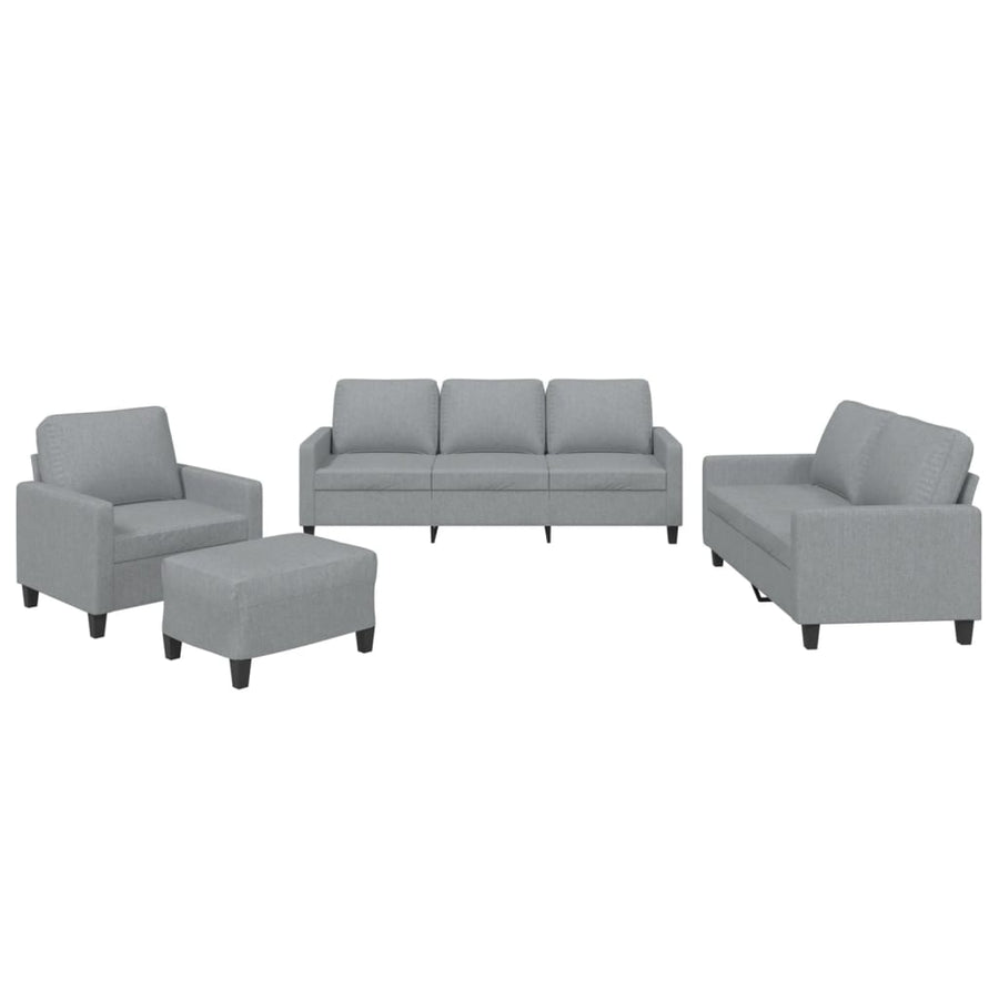 4 Piece Sofa Set with Cushions Light Grey Fabric