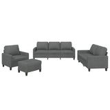 4 Piece Sofa Set with Cushions Dark Grey Fabric - Front View