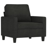 4 Piece Sofa Set with Cushions Black Fabric - Side View