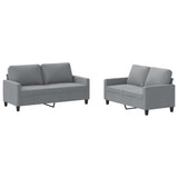 2 Piece Sofa Set with Cushions Light Grey Fabric - Front View