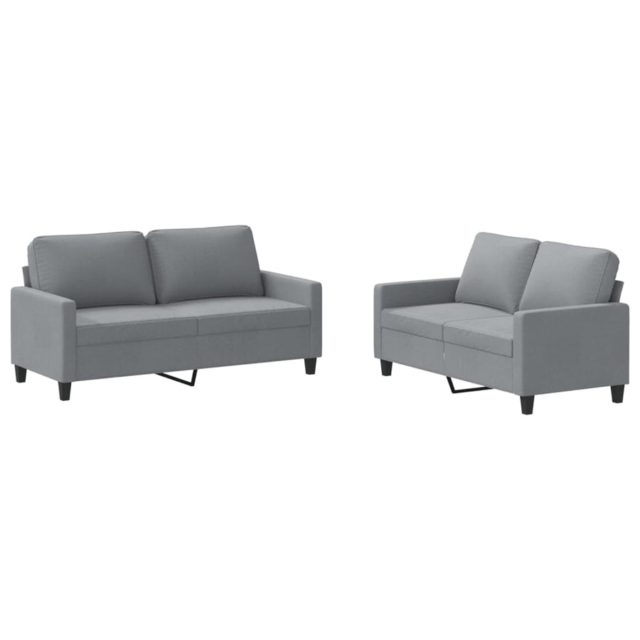 2 Piece Sofa Set with Cushions Light Grey Fabric