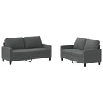2 Piece Sofa Set with Cushions Dark Grey Fabric