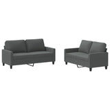 2 Piece Sofa Set with Cushions Dark Grey Fabric - Front View