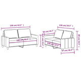 2 Piece Sofa Set with Cushions Black Fabric