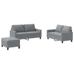 3 Piece Sofa Set with Cushions Light Grey Fabric