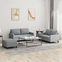3 Piece Sofa Set with Cushions Light Grey Fabric