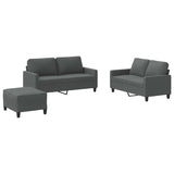 3 Piece Sofa Set with Cushions Dark Grey Fabric - Front View