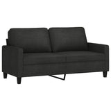 3 Piece Sofa Set with Cushions Black Fabric - Side View