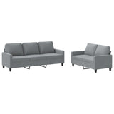 2 Piece Sofa Set with Cushions Light Grey Fabric - Front View