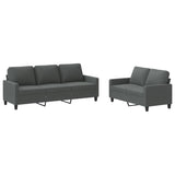 2 Piece Sofa Set with Cushions Dark Grey Fabric - Front View