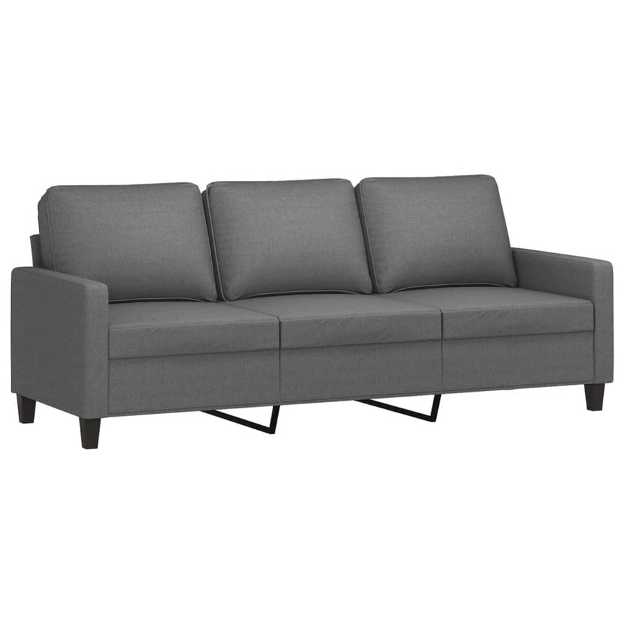 2 Piece Sofa Set with Cushions Dark Grey Fabric