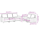 2 Piece Sofa Set with Cushions Black Fabric - Rear View
