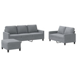 3 Piece Sofa Set with Cushions Light Grey Fabric - Front View