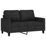 3 Piece Sofa Set with Cushions Black Fabric - Side View