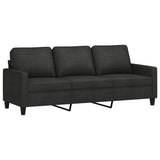 3 Piece Sofa Set with Cushions Black Fabric - Top-Down View